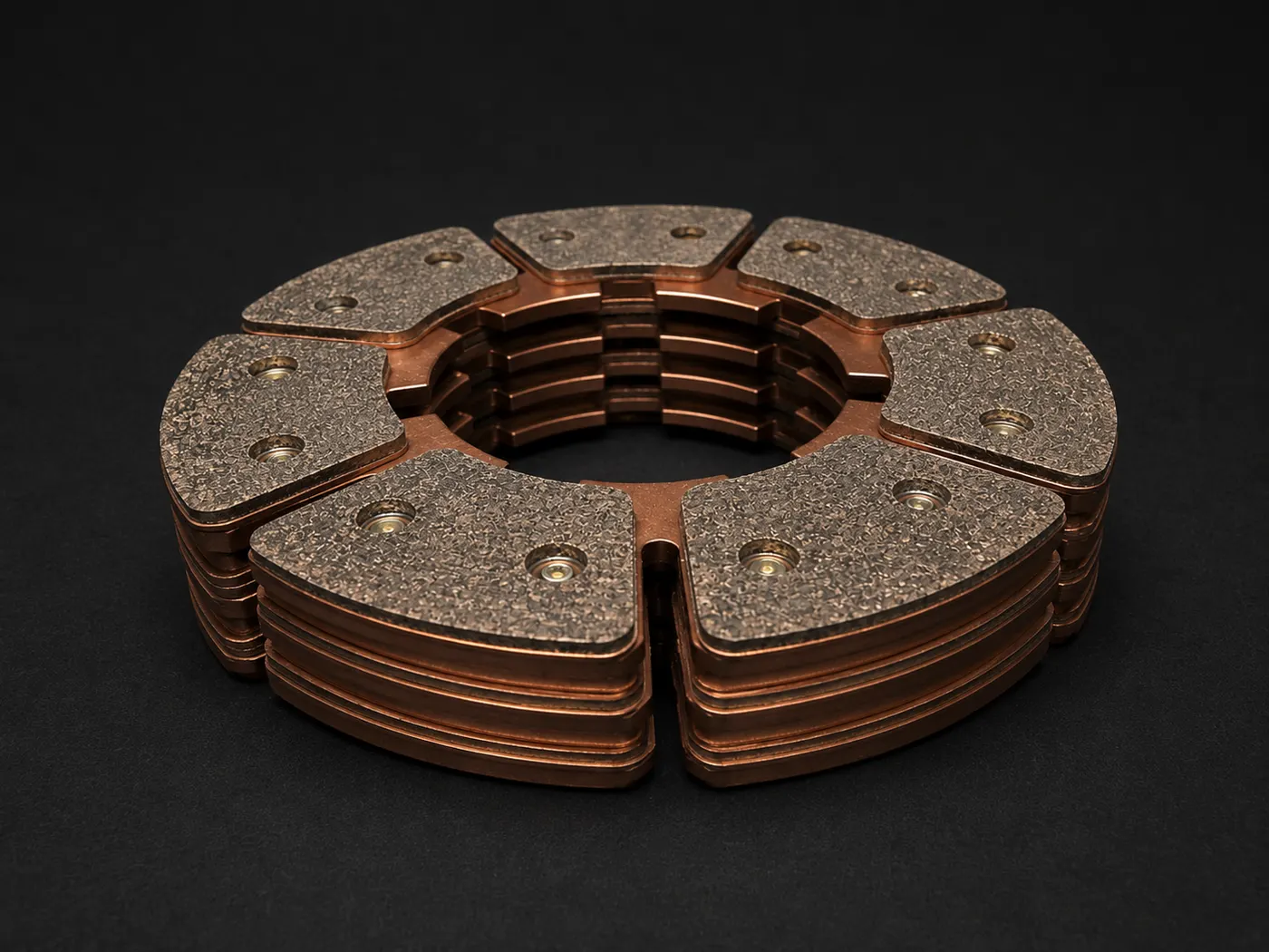 Stacked sintered friction segments bonded to copper carrier rings