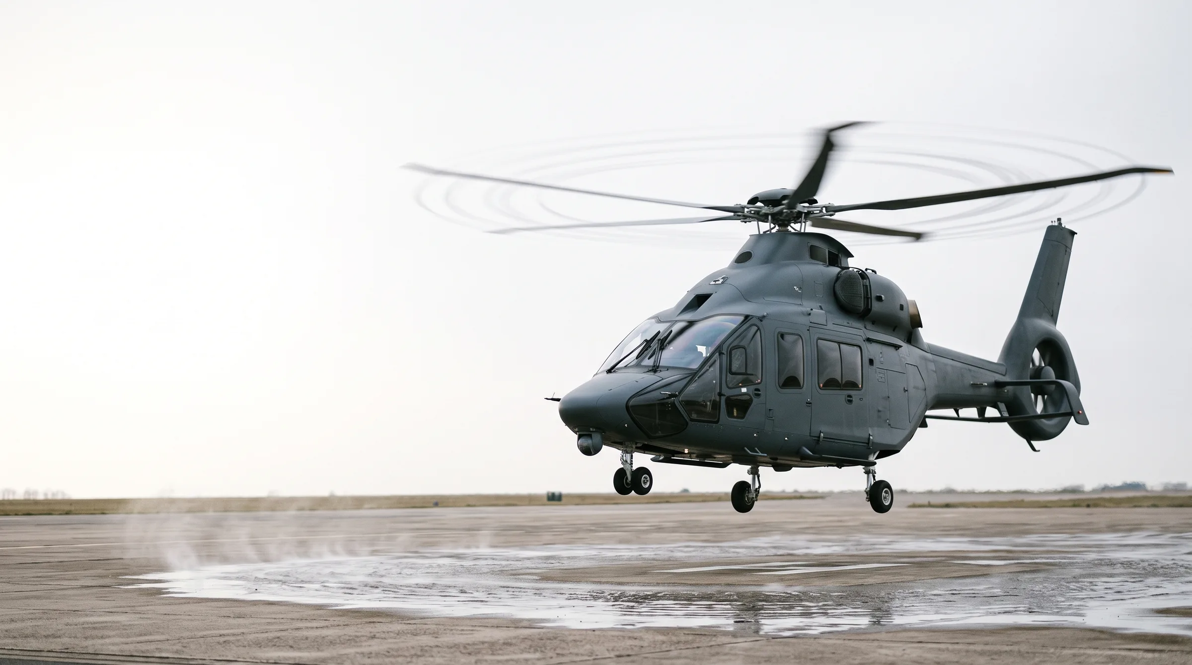 Airbus H160M utility helicopter in a low hover